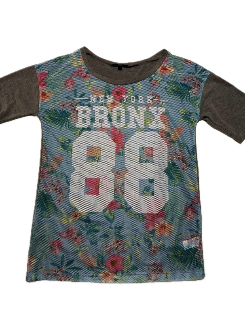 G 21 Bronx Floral Tee - Blue and Grey Size XS